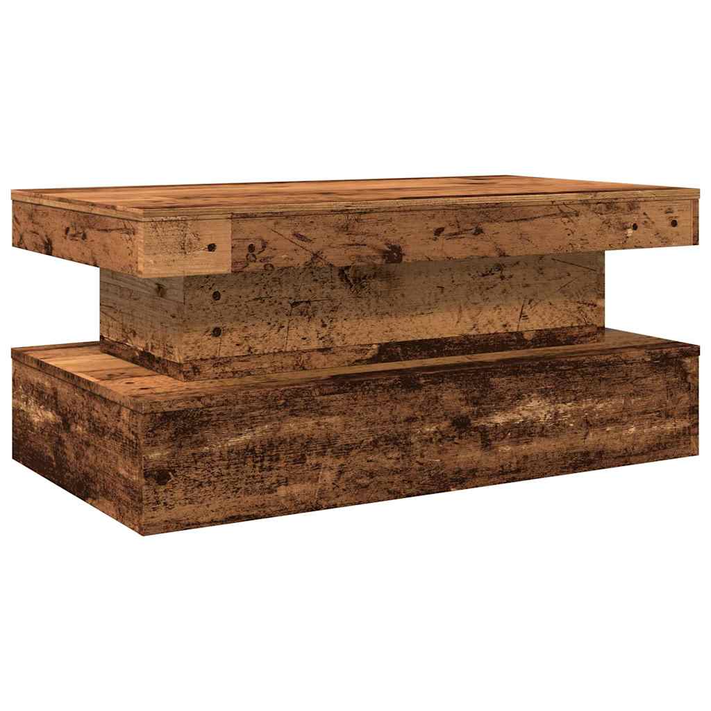 vidaXL Table basse avec lumières LED effet bois de récupération 90x50x40 cm