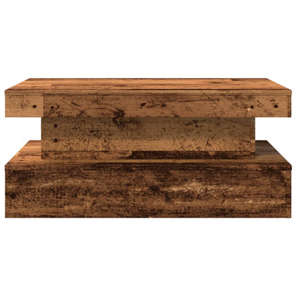 vidaXL Table basse avec lumières LED effet bois de récupération 90x50x40 cm