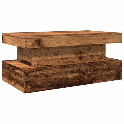 vidaXL Table basse avec lumières LED effet bois de récupération 90x50x40 cm