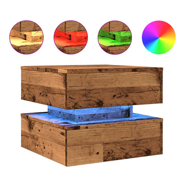 vidaXL Table basse avec lumières LED effet bois vieilli 50x50x40 cm