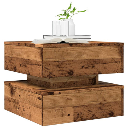 vidaXL Couchtisch mit LED-Leuchten Altholz-Optik 50x50x40 cm