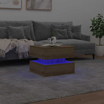 vidaXL Couchtisch mit LED-Leuchten Artisan-Eiche 50x50x40 cm
