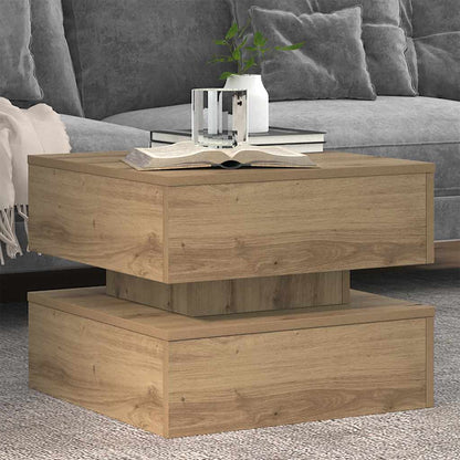 Couchtisch mit LED-Leuchten Artisan-Eiche 50x50x40 cm