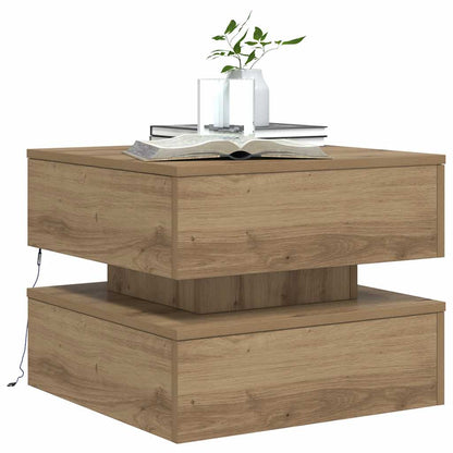 Couchtisch mit LED-Leuchten Artisan-Eiche 50x50x40 cm