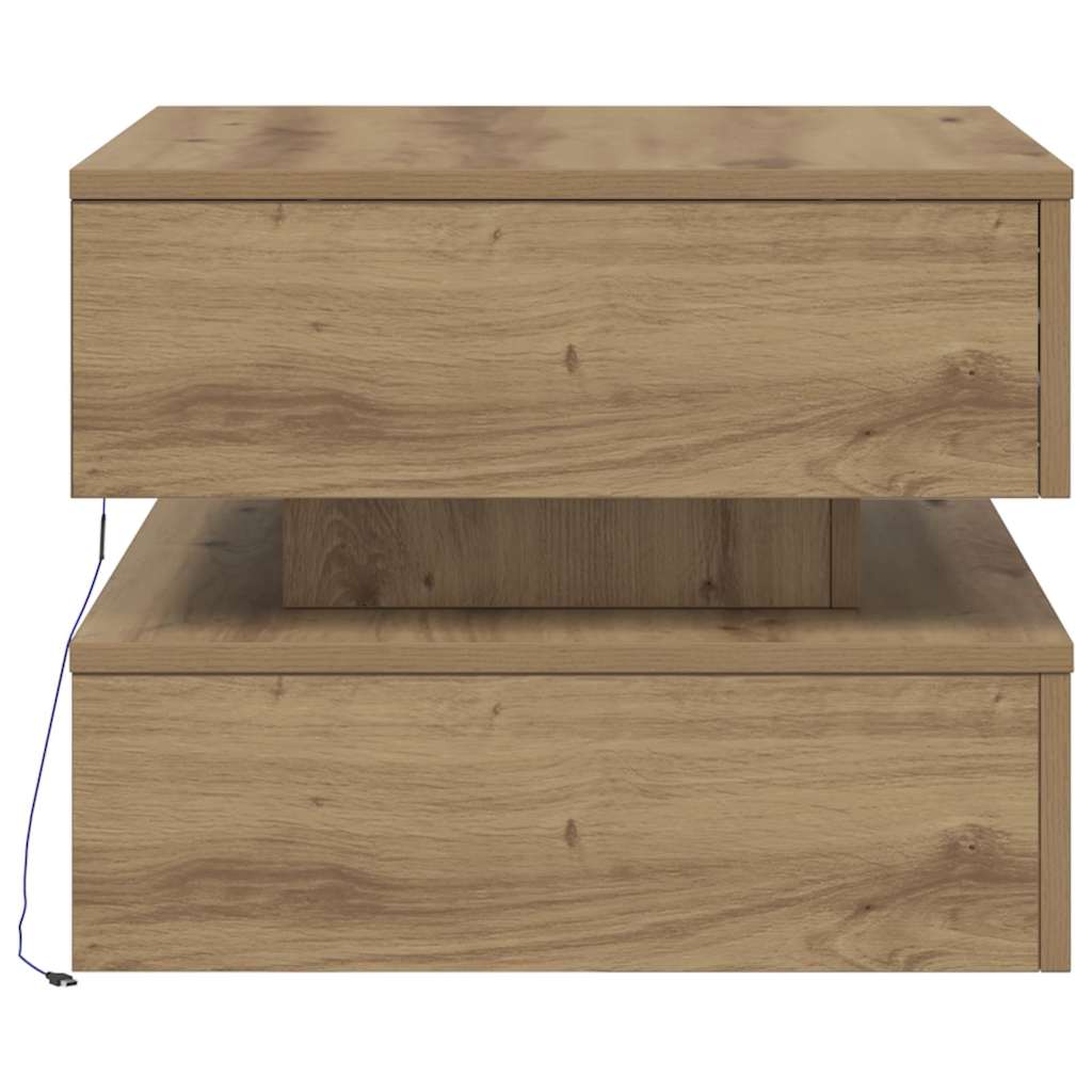 Couchtisch mit LED-Leuchten Artisan-Eiche 50x50x40 cm