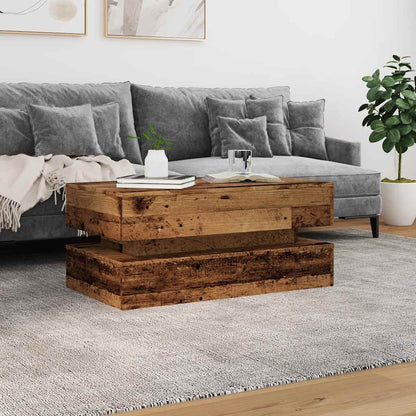 Table basse vidaXL avec lumières LED effet bois de récupération 90x50x40 cm