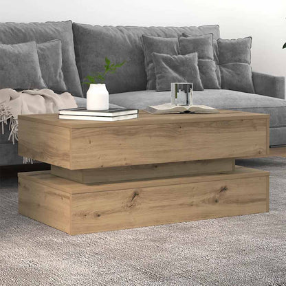 vidaXL Table basse avec lumières LED Chêne artisan 90x50x40 cm