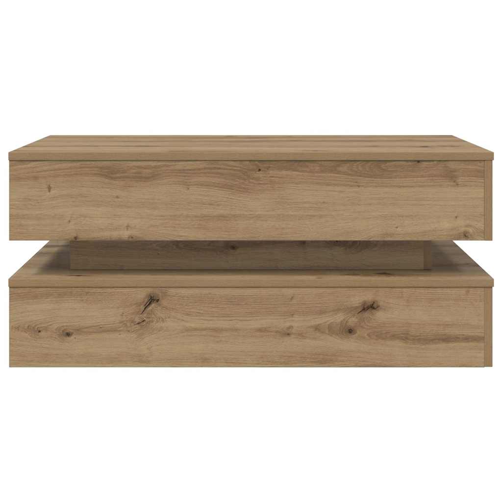 vidaXL Table basse avec lumières LED Chêne artisan 90x50x40 cm