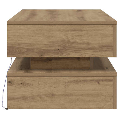 vidaXL Table basse avec lumières LED Chêne artisan 90x50x40 cm