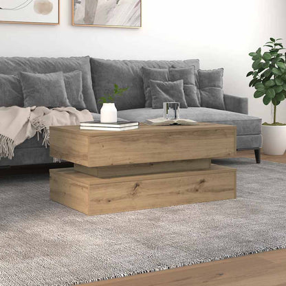 vidaXL Table basse avec lumières LED Chêne artisan 90x50x40 cm