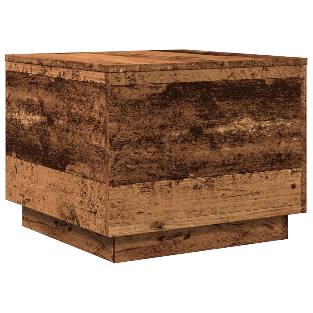 vidaXL Table basse avec lumières LED, aspect bois de récupération 50x50x40 cm