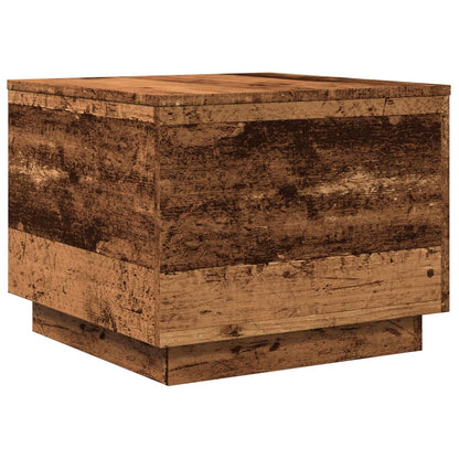 vidaXL Table basse avec lumières LED, aspect bois de récupération 50x50x40 cm
