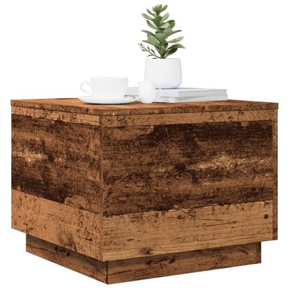 vidaXL Table basse avec lumières LED, aspect bois de récupération 50x50x40 cm