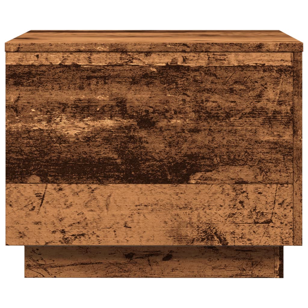 vidaXL Table basse avec lumières LED, aspect bois de récupération 50x50x40 cm