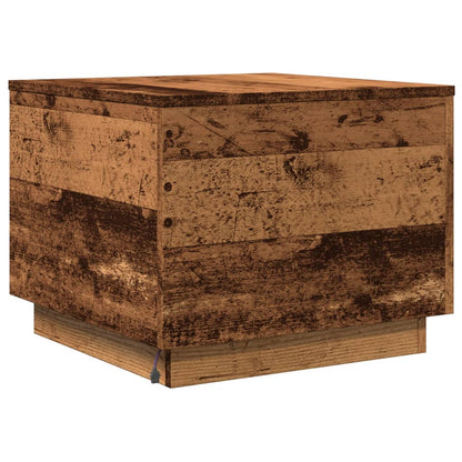 vidaXL Table basse avec lumières LED, aspect bois de récupération 50x50x40 cm