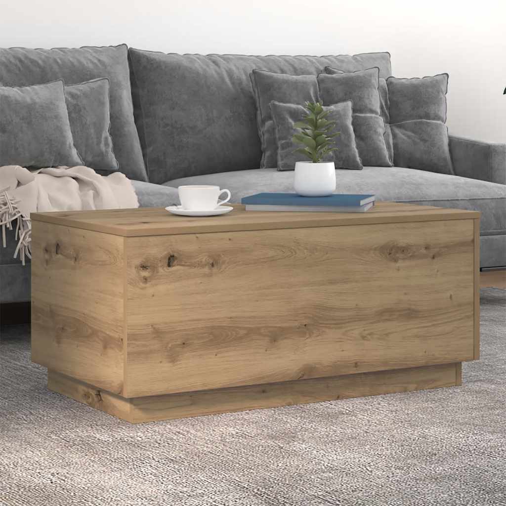 vidaXL Table basse avec lumières LED Chêne artisanat 90x50x40 cm