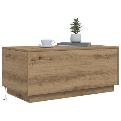 vidaXL Table basse avec lumières LED Chêne artisanat 90x50x40 cm