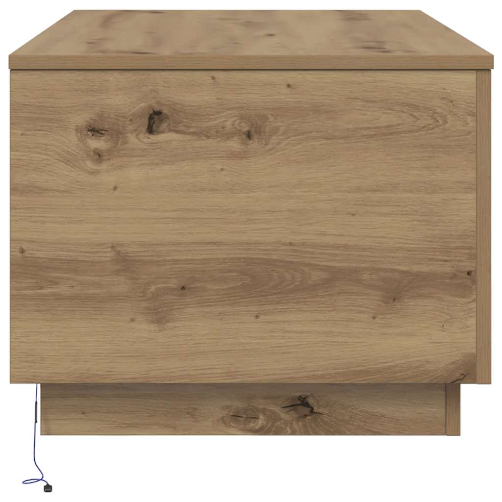 vidaXL Table basse avec lumières LED Chêne artisanat 90x50x40 cm