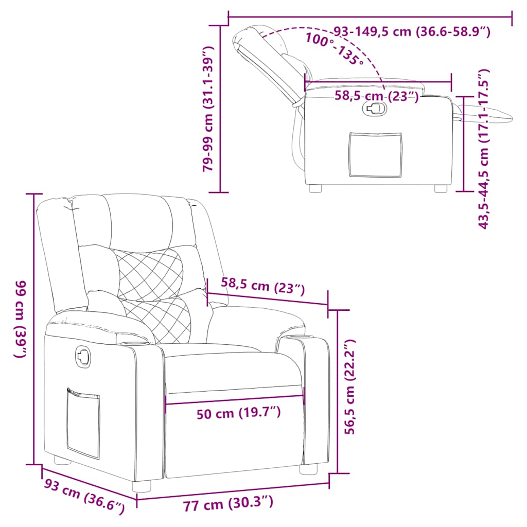 vidaXL Fauteuil relax Rouge bordeaux Tissu