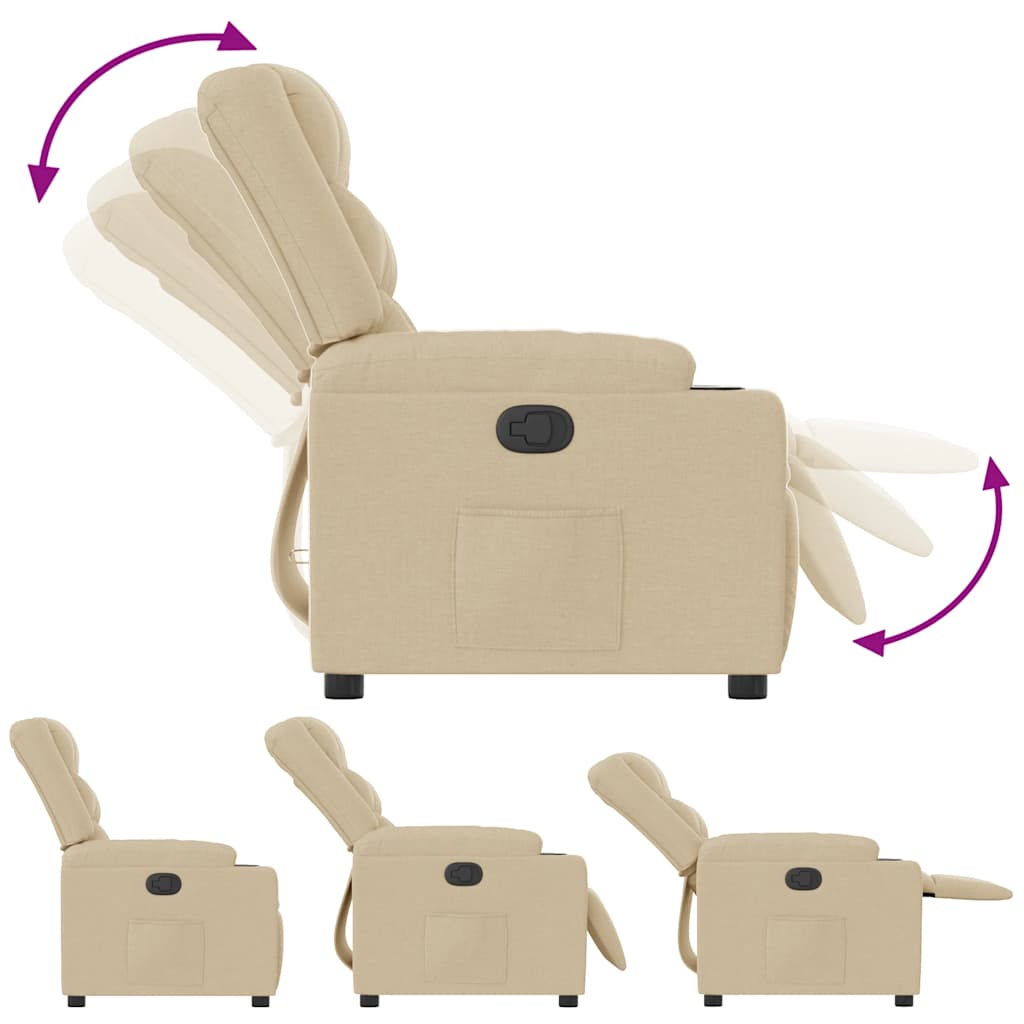 vidaXL Fauteuil relax crème tissu