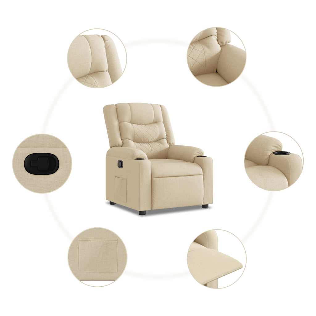 vidaXL Fauteuil relax crème tissu