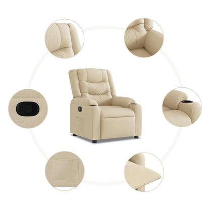 vidaXL Fauteuil relax crème tissu