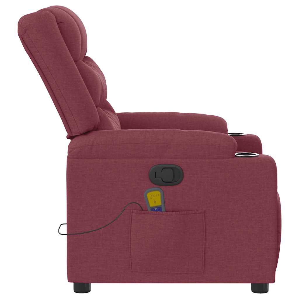 vidaXL Fauteuil de massage rouge bordeaux en tissu