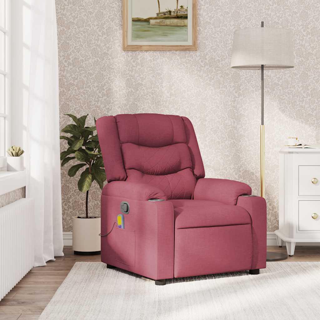 vidaXL Fauteuil de massage rouge bordeaux en tissu