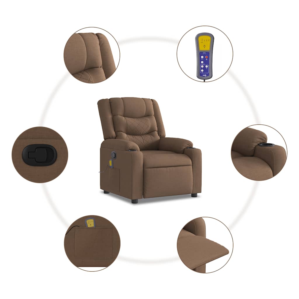 vidaXL Massagesessel Braun Stoff