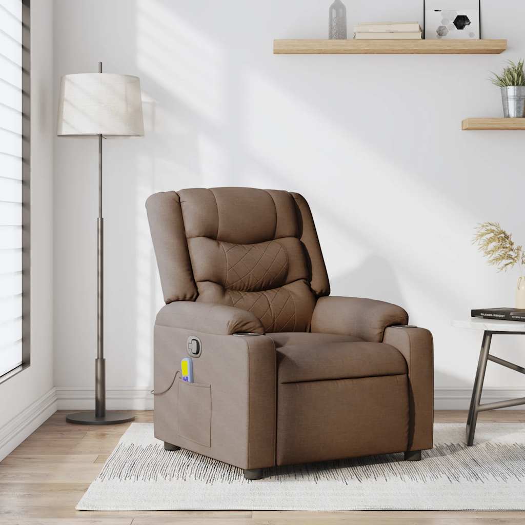vidaXL Massagesessel Braun Stoff