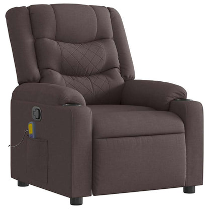 vidaXL Fauteuil de massage Marron foncé Tissu