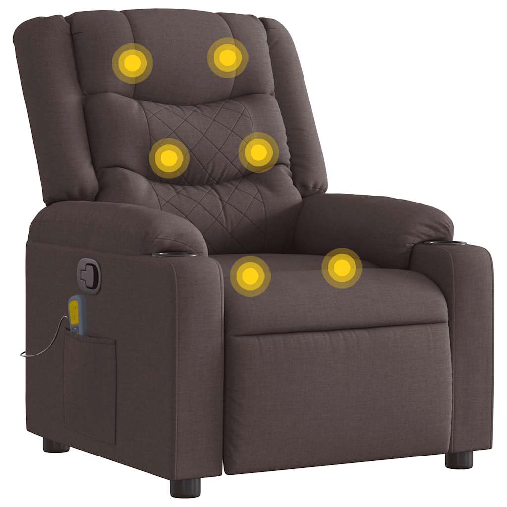 vidaXL Fauteuil de massage Marron foncé Tissu