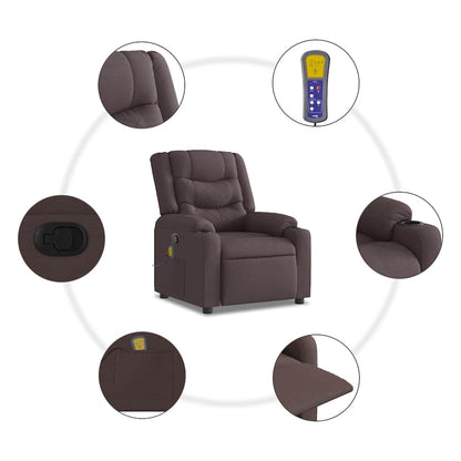 vidaXL Fauteuil de massage Marron foncé Tissu