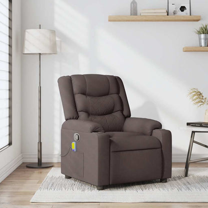 vidaXL Fauteuil de massage Marron foncé Tissu