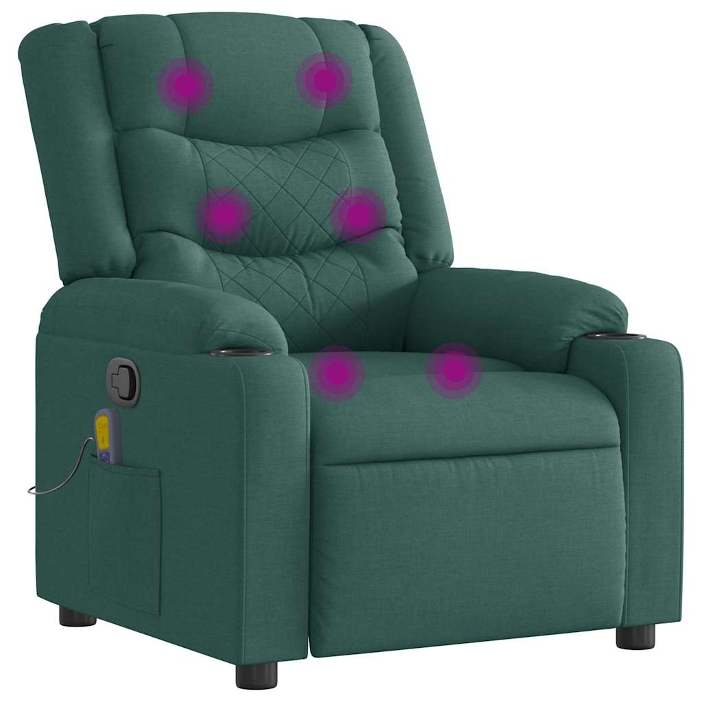 vidaXL Massagesessel Dunkelgrün Stoff