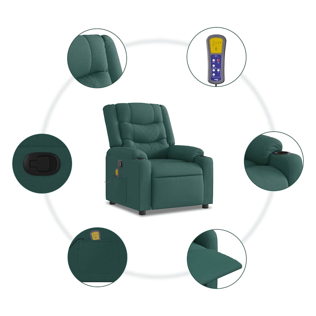 vidaXL Massagesessel Dunkelgrün Stoff