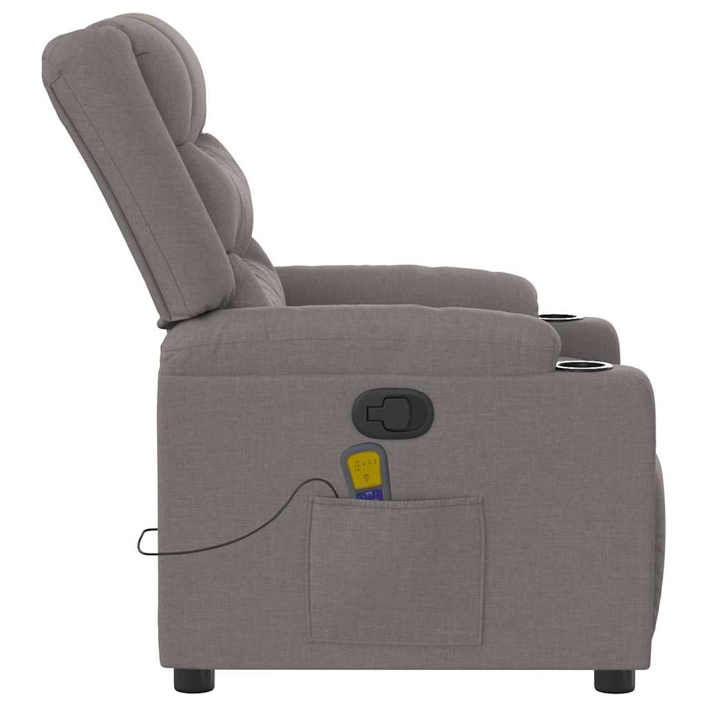 vidaXL Fauteuil de massage taupe en tissu