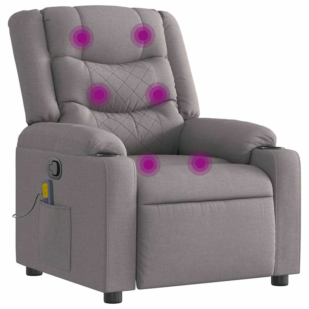 vidaXL Fauteuil de massage taupe en tissu