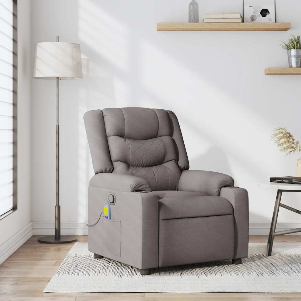 vidaXL Fauteuil de massage taupe en tissu