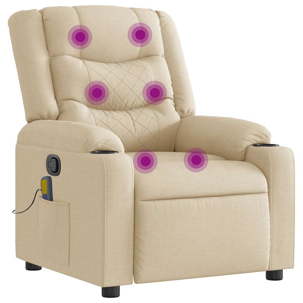vidaXL Fauteuil de massage crème tissu