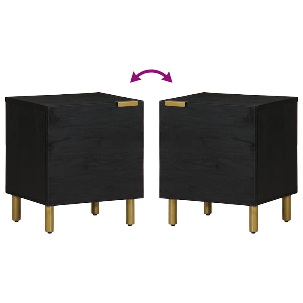 vidaXL Nachttisch Schwarz 40x33x46 cm Massivholz Mango