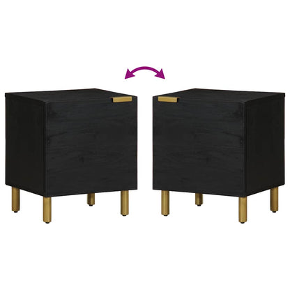 vidaXL Nachttisch Schwarz 40x33x46 cm Massivholz Mango