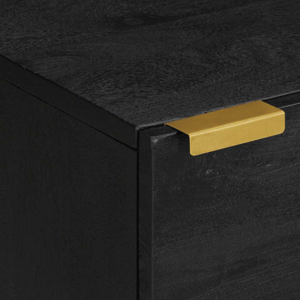 vidaXL Nachttisch Schwarz 40x33x46 cm Massivholz Mango