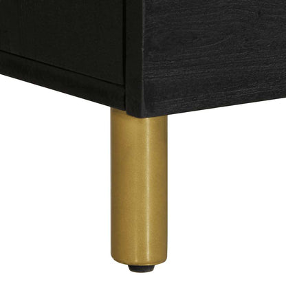 vidaXL Nachttisch Schwarz 40x33x46 cm Massivholz Mango