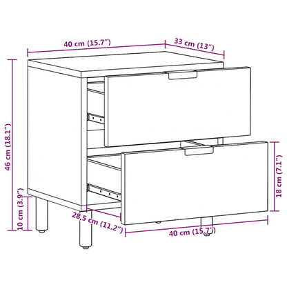 vidaXL Nachttisch Schwarz 40x33x46 cm Massivholz Mango