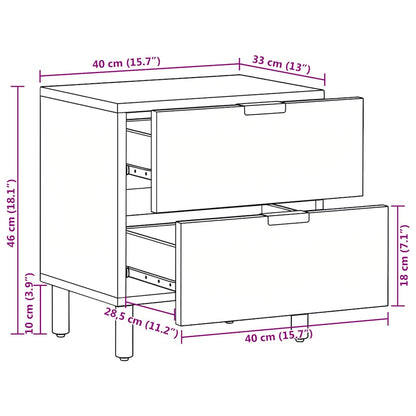 vidaXL Nachttische 2 Stk. Schwarz 40x33x46 cm Massivholz Mango