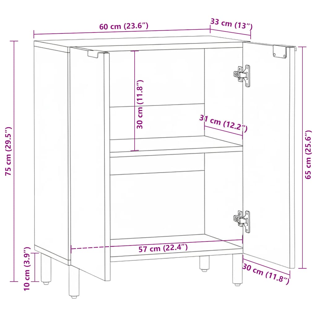 Sideboard Schwarz 60x33x75 cm Holzwerkstoff