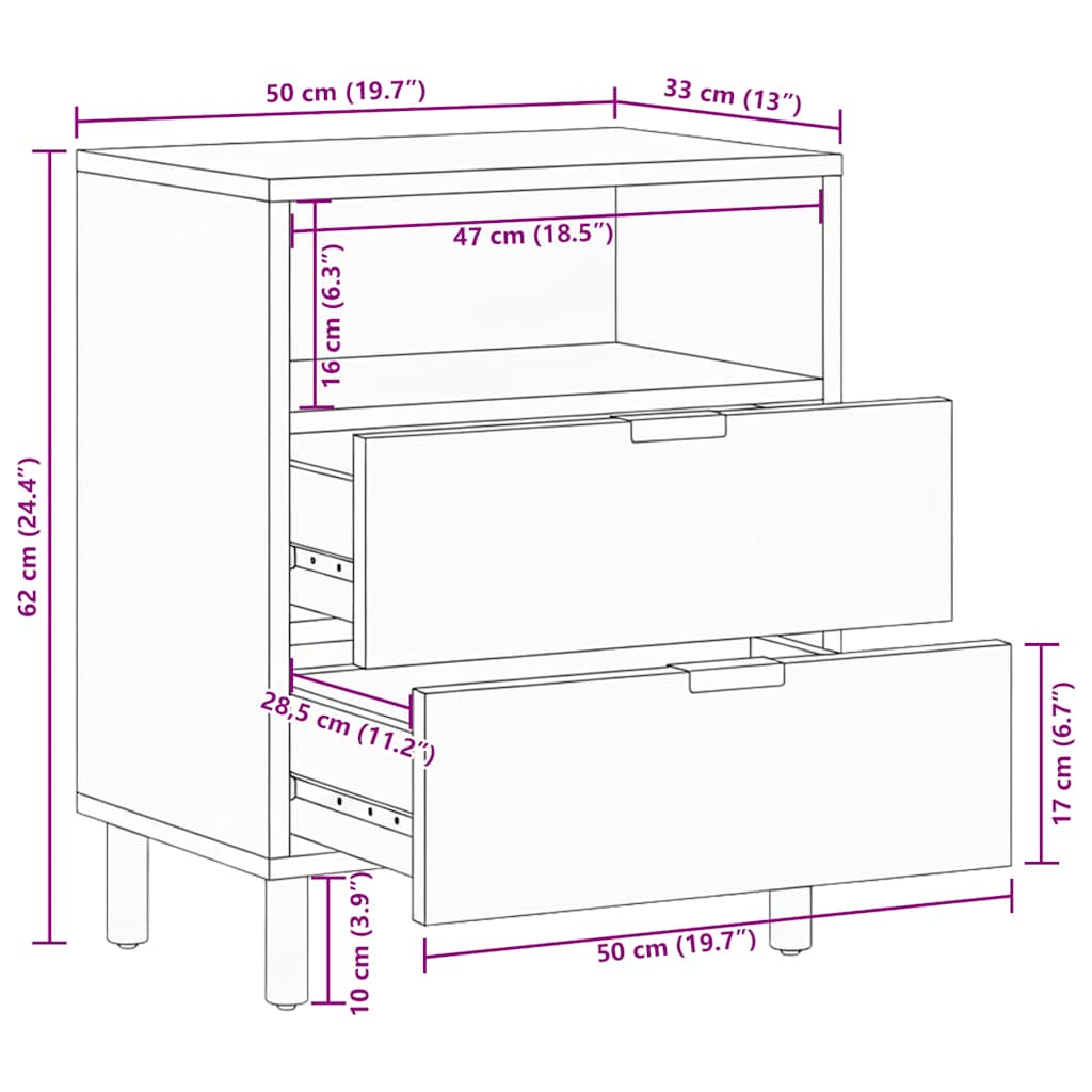 vidaXL Nachttisch Schwarz 50x33x62 cm Holzwerkstoff