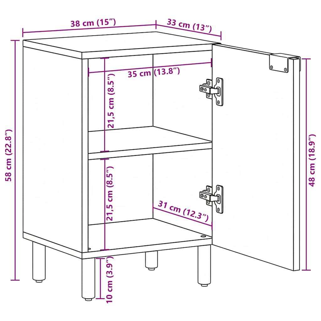 vidaXL Badschrank Schwarz 38x33x58 cm Holzwerkstoff