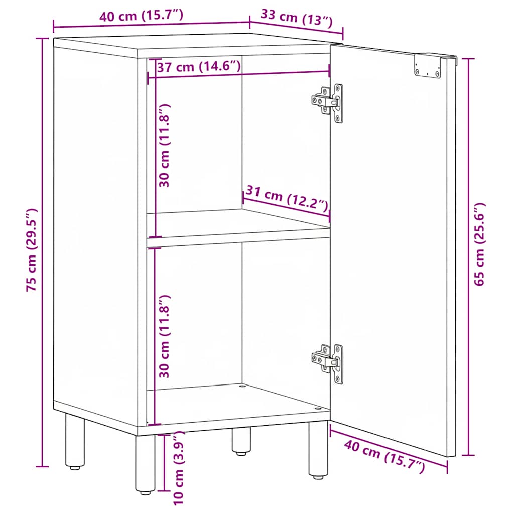 Sideboard Schwarz 40x33x75 cm Holzwerkstoff